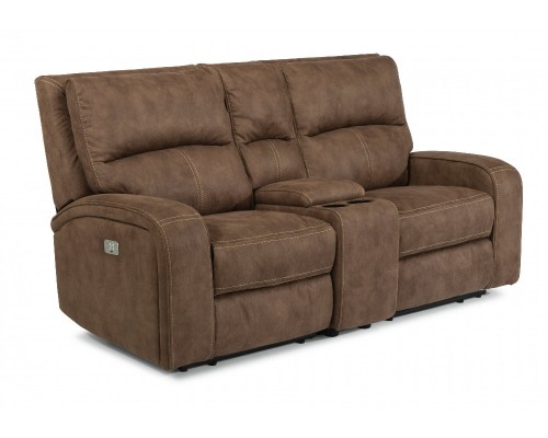 Nirvana Power Reclining Loveseat with Console & Power Headrests