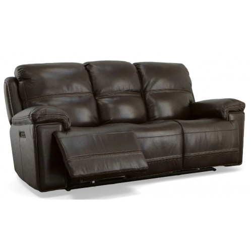  Fenwick Leather Power Reclining Sofa with Power Headrests Brown
