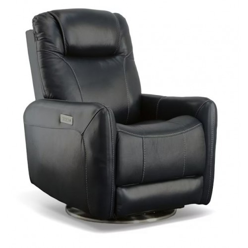 Degree Swivel Power Recliner with Power Headrest and Lumbar Blue