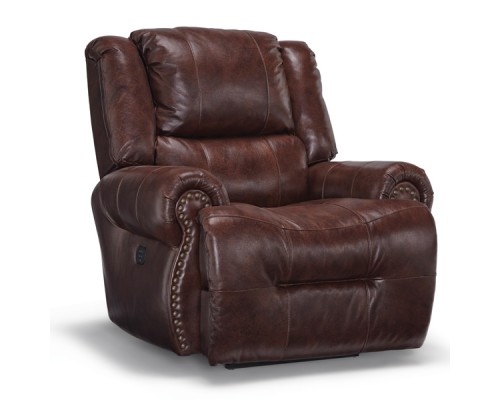 Genet Leather Power Rocking Recliner with Power Tilt Headrest and USB Charging Port