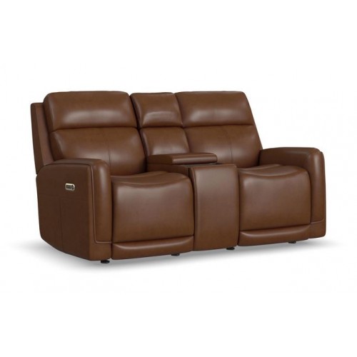 Alister Gliding Power Reclining Loveseat with Console, Power Headrest and Lumbar 