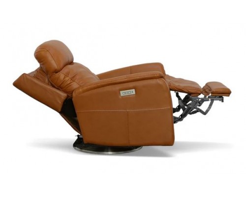 View Swivel Power Recliner with Power Headrest and Lumbar Caramel