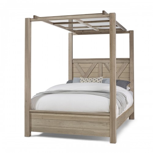 Cool Rustic Clear Maple X Bed with Mirrored Canopy bed