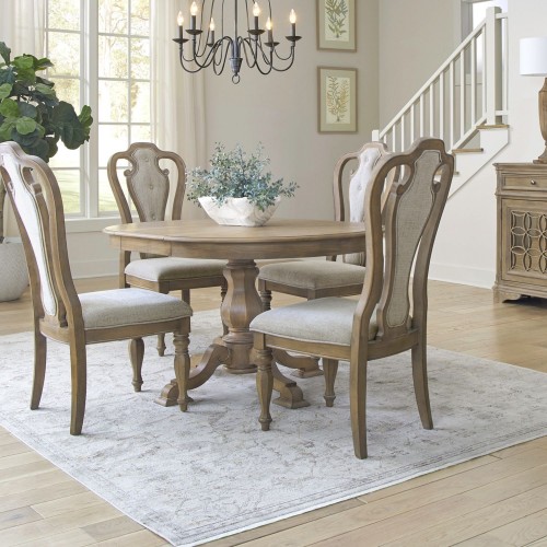 Magnolia Manor Bisque 5 Piece Pedestal Table Set