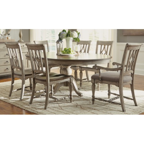 Wiggins Furniture, Inc. - PLYMOUTH PEDESTAL TABLE & 6 CHAIRS