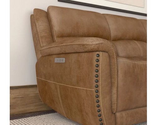 Beau Fabric Power Reclining Sofa with Power Headrests