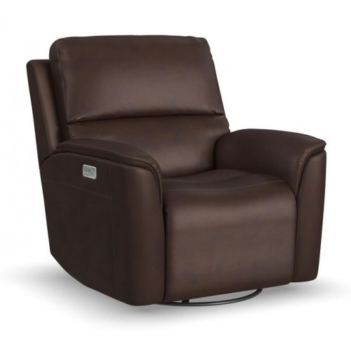 Henry Power Swivel Glider Recliner with Power Headrest, Lumbar, Heat, & Massage Burnt Umber