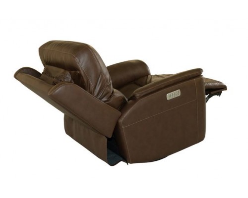 Henry Power Swivel Glider Recliner with Power Headrest, Lumbar, Heat, & Massage Burnt Umber