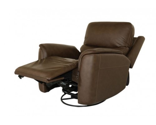 Henry Power Swivel Glider Recliner with Power Headrest, Lumbar, Heat, & Massage Burnt Umber