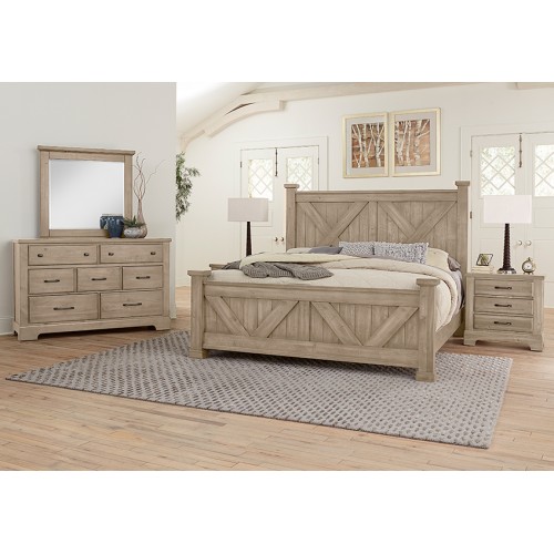 Cool Rustic Clear Maple X Bed Bedroom Collection