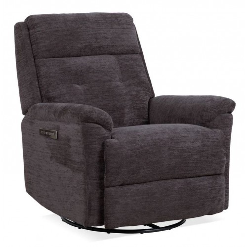 Sophisticated Steel Perfect Match Power Swivel Gliding Recliner with Power Headrest & Lumbar