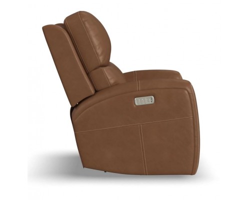 Linden Leather Power Swivel Gliding Recliner with Power Headrest, Lumbar, Heat & Massage