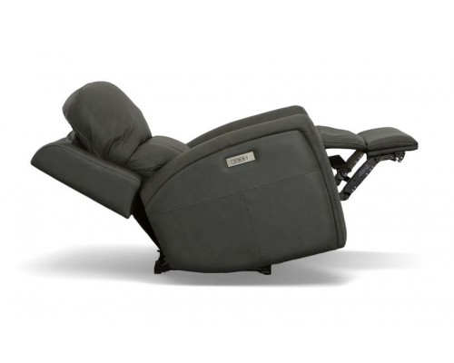 Linden Leather Power Swivel Gliding Recliner with Power Headrest, Lumbar, Heat & Massage