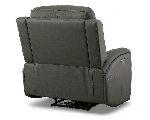 Linden Leather Power Swivel Gliding Recliner with Power Headrest, Lumbar, Heat & Massage